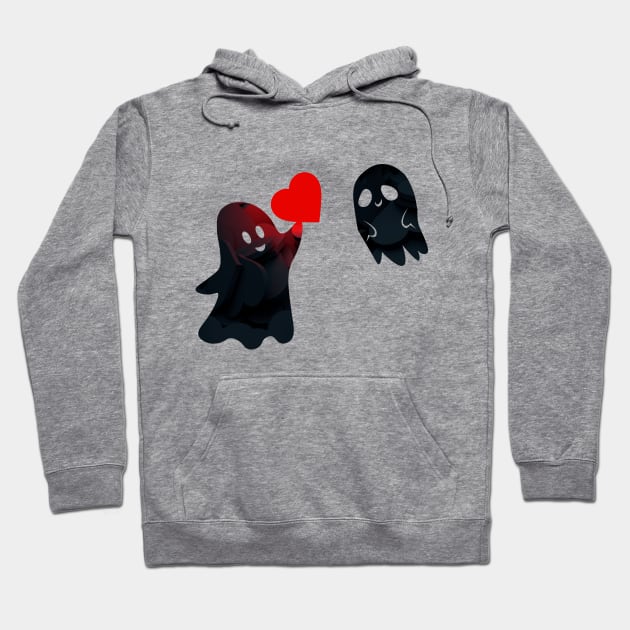 Extremely Cute Ghosts Love Heart - Funny Hoodie by Celestial Mystery